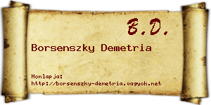 Borsenszky Demetria névjegykártya